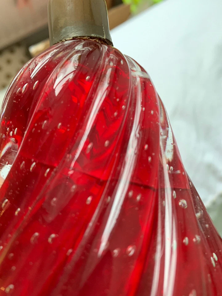 BASE LÁMPARA CRISTAL MURANO SEGUSO VINTAGE BURBUJAS PERA RETORCIDAS Foto 2 de 2