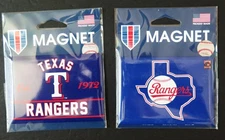 TWO (2) TEXAS RANGERS, 2.5" X 3.5" METAL MAGNETS FROM WINCRAFT