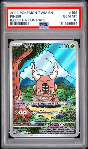 2024 POKEMON TWM EN-TWILIGHT MASQUERADE ILLUSTRATION RARE #168 PINSIR PSA 10