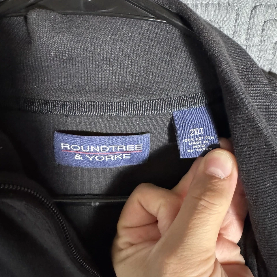 Pullover Roundtree & Yorke 1/4 cremallera para hombre talla 2XLT negro 100 % algodón Foto 2 de 4