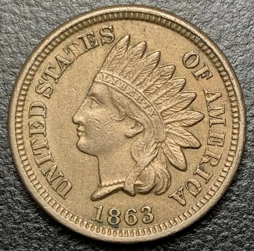 1863 Indian Head Cent Penny IHC Copper-Nickel XF/AU Full LIBERTY Type Set Coin