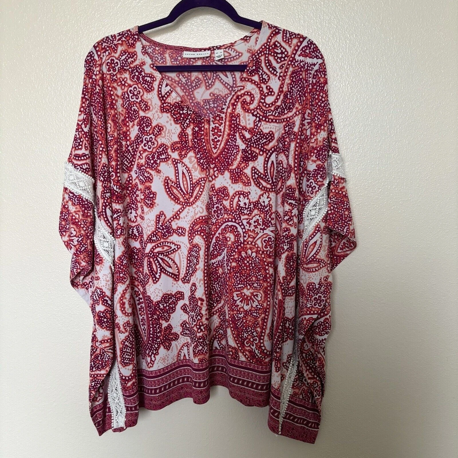 Susan Graver Womens XL Scarf Top Blouse Poncho