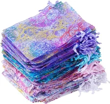 Marrywindix 100pcs Organza Drawstring Pouches Jewelry bags, Candy Pouch Chocorat