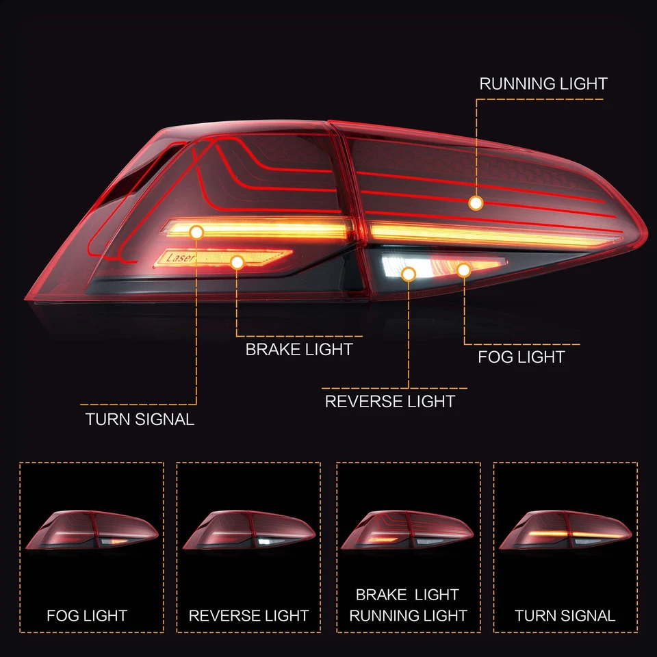 Luces traseras LED VLAND rojas para Volkswagen Golf 7 MK7.5 GTI 2014-2016 con animación Foto 2 de 4