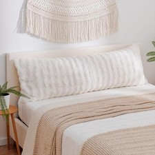 Faux Fur Body Pillow Cover, Super Soft Fuzzy Plush Bedding 20 x 54, White