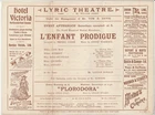 1900 l'Enfant Prodigue rare Lyric Theatre programme Michel Carre original cast