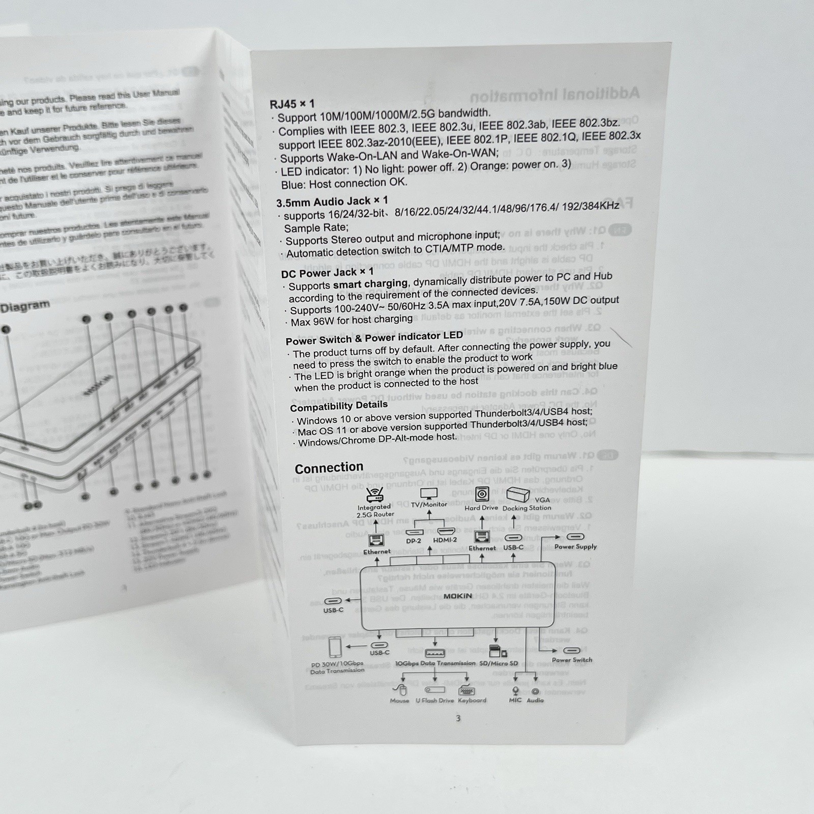 MOKiN 15-in-1 Thunderbolt 4 40Gbps Docking Station Triple 4K Display - MOTB0101