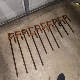 LOT OF 10 Jorgensen 3701 3703 Sliding Bar Clamps Vintage Orange Tools Mechanic