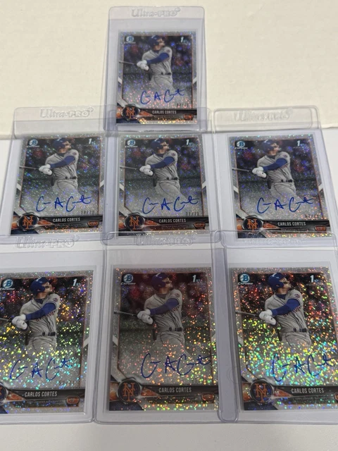 (7) 2018 Bowman Chrome Carlos Cortes Sparkle Refractor AUTO #/71 1st Bowman