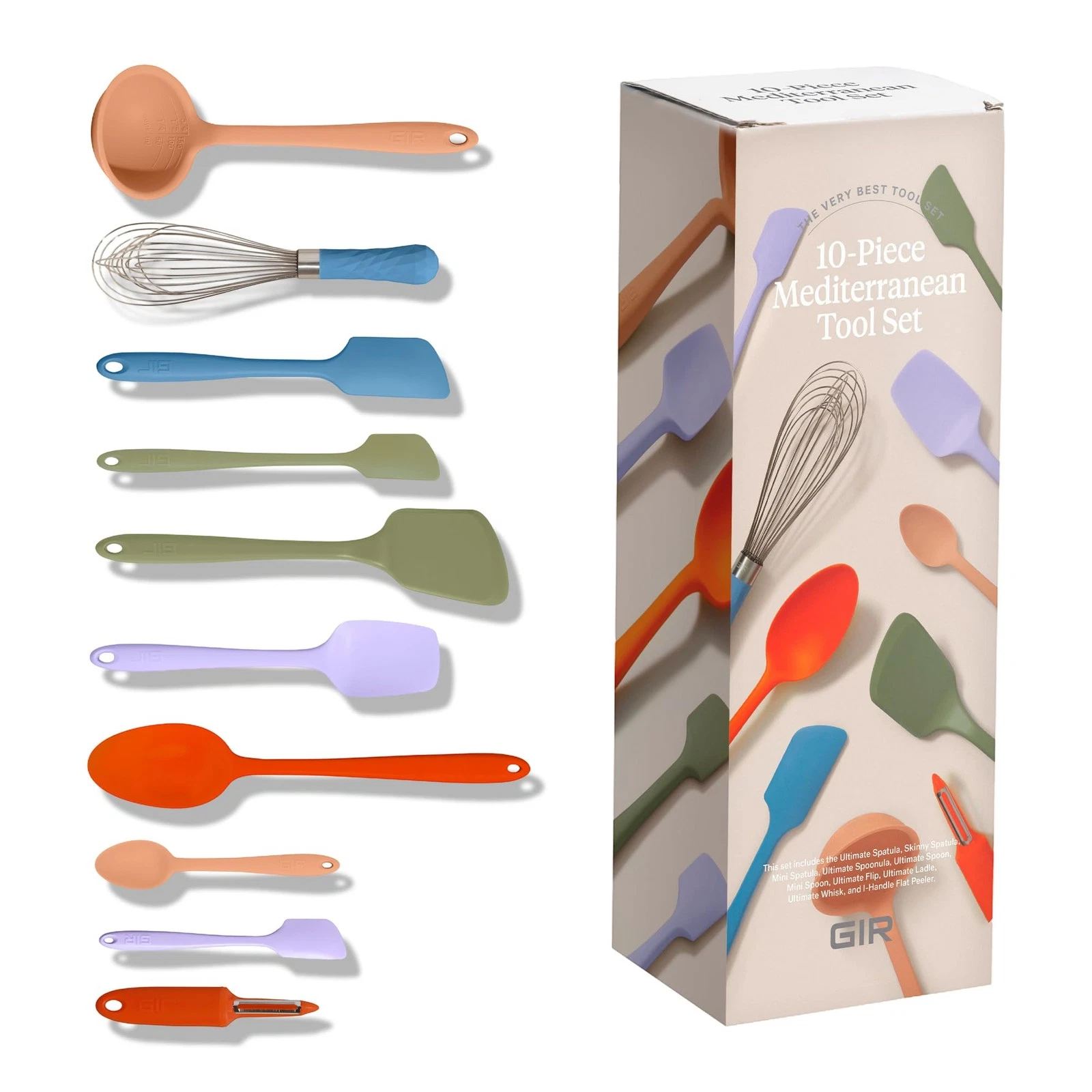 Silicone Kitchen Utensil Set 10 Piece Nonstick Heat Resistant Mediterranean