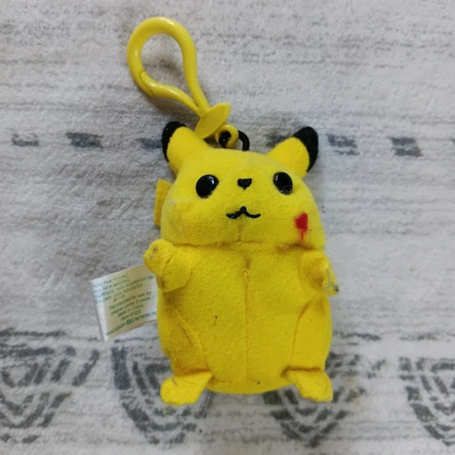 Vintage 1998 Burger King Nintendo Pokemon Pikachu 4" Plush Figure Keychain #25