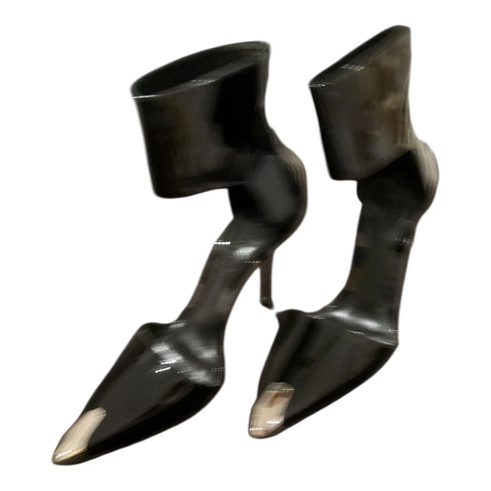 Alexander McQueen Puño al Tobillo Bomba Tacones de Aguja Puntera de Metal Punk DESAJUSTADO 7/7.5 Foto 3 de 4