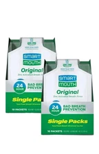 Lot 2 NEW - 20 SmartMouth Original Single Packs Mint Breath Rinse - Smart Mouth