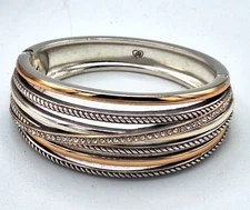 Brighton 2 Toned Neptune's Rings 7" Magnetic Hinged Bangle Bracelet