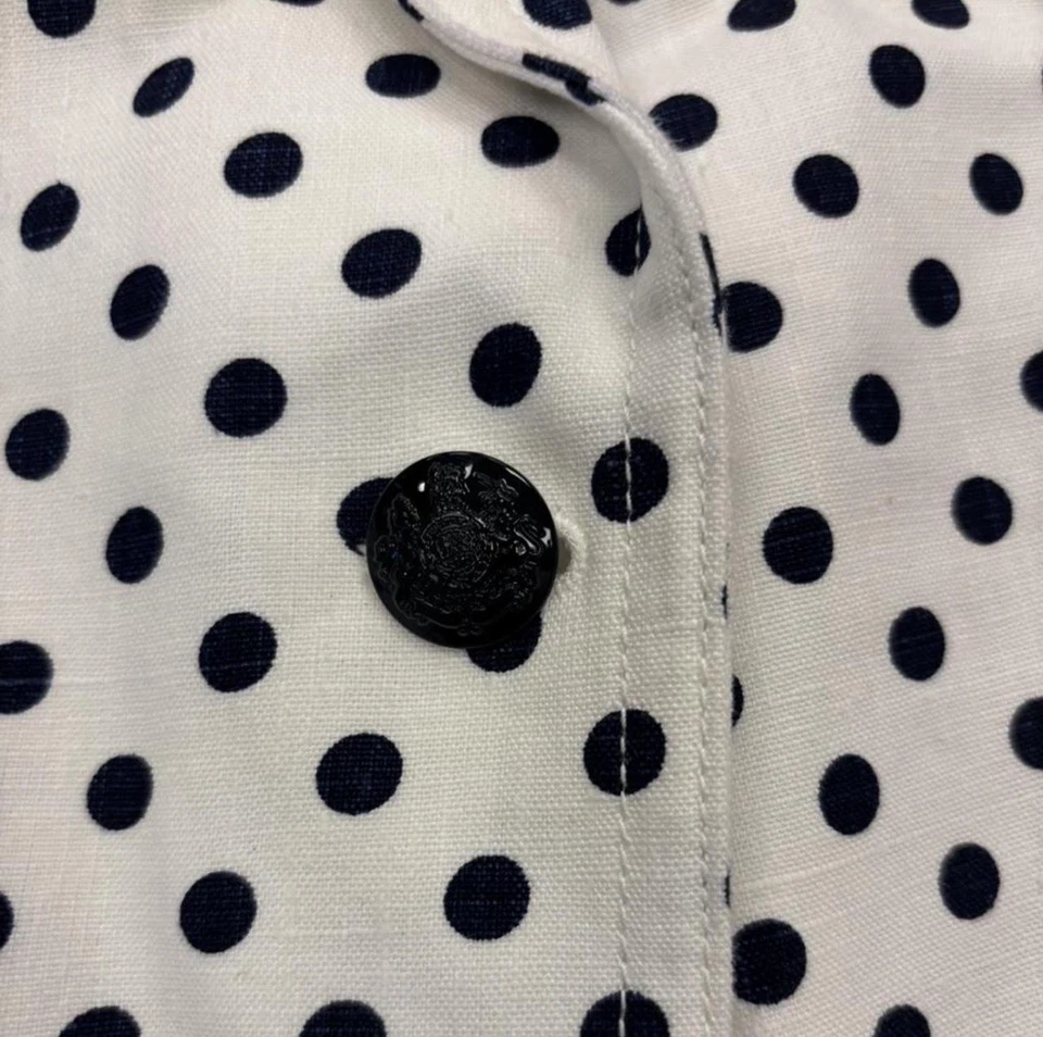 Blazer escolar J Crew de lino blanco y negro a lunares chaqueta de un solo pecho 0 Foto 4 de 4