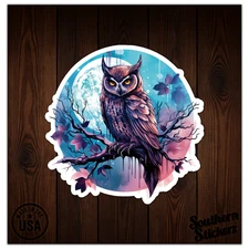 Night Owl Full Moon - Vinyl Decal Sticker - Car Window Laptop - ebn11035
