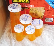 51 Upcycled Amber Empty Plastic Bottles for Crafts Nails Screws Etc