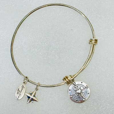 LA 925 Sterling Extraordinary Life ''Go Confidently'' Adjustable Bangle Bracelet