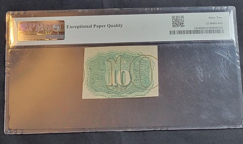 (1863-67) Second Issue 10-cent Fractional Note, Fr. 1244, PMG Unc. 62 EPQ. - Picture 5 of 5