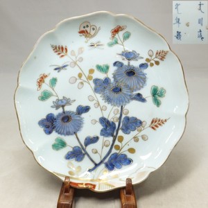 C073; Real Japanese OLD KO-IMARI colored porcelain plate of popular SOME-NISHIKI