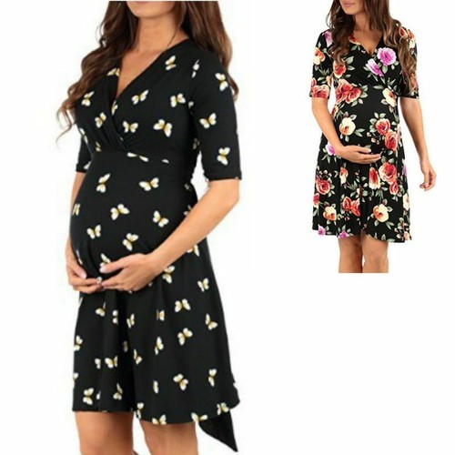 Sexy Printed Maternity Dresses Women 