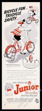 1953 AMF Junior Roadmaster sidewalk bike trike tricycle art vintage print ad