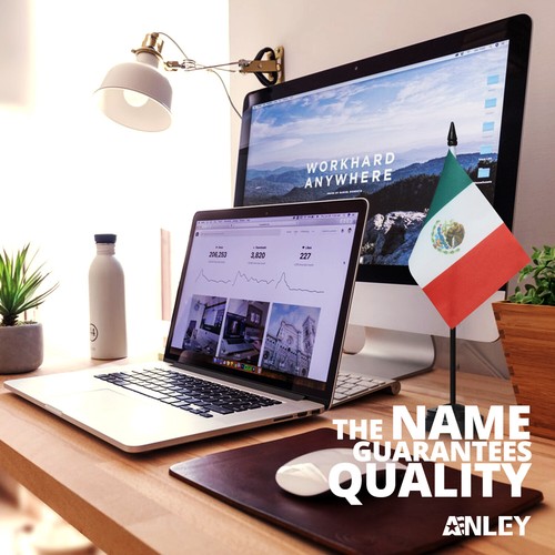 ANLEY Mexico Deluxe Desk Flag Set - 6 x 4 Inch Miniature Mexican Desktop Flag - Picture 6 of 7