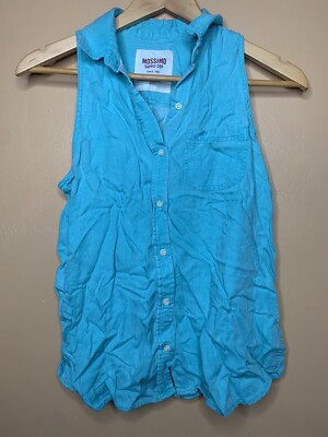 Mossimo Junior Girl's Size Medium Shirt Button Up Green Sleeveless