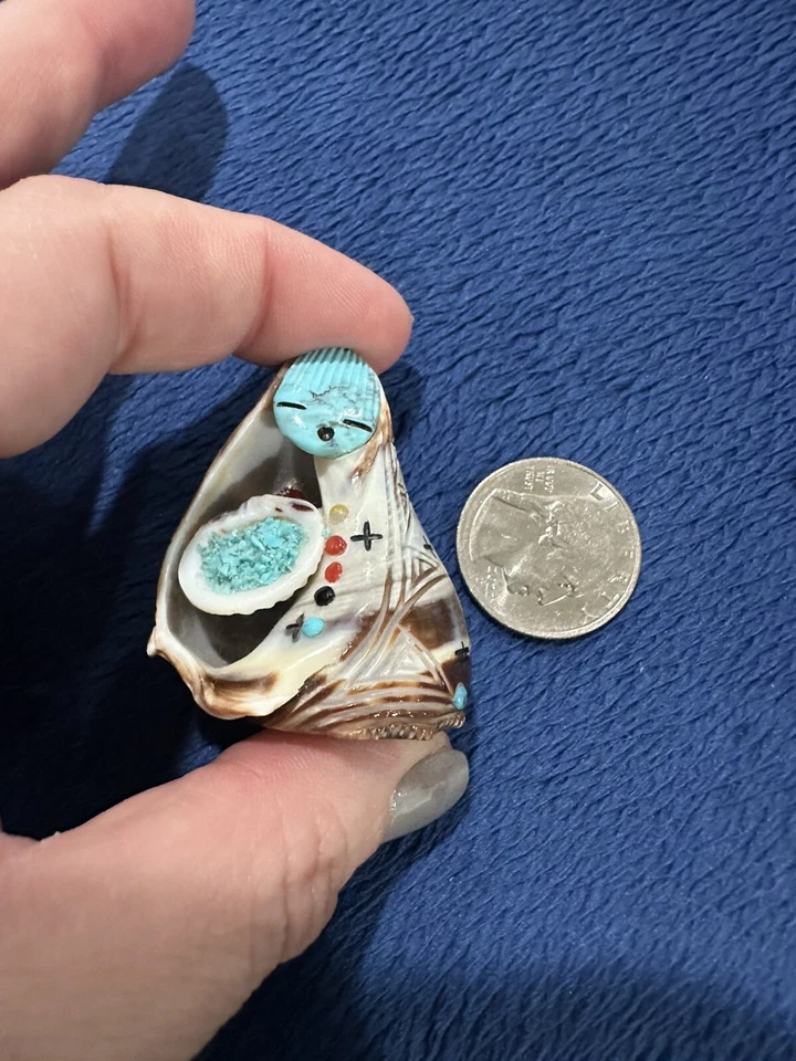 Zuni Corn Maiden 迷你贝壳恋物癖雕刻,2 英寸 — 第 4/4 张图片