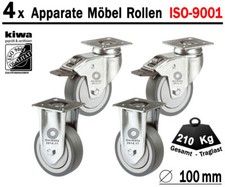 Möbelrollen Apparate Laufrollen Lenk Rollen 4 x Ø 100 mm Br-Bo BS-Rollen Germany