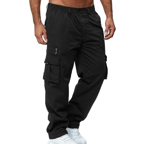 Mens Lightweight with Pockets Bottoms Men Leisure Elastic Waist Cargo Pants - Picture 9 of 47