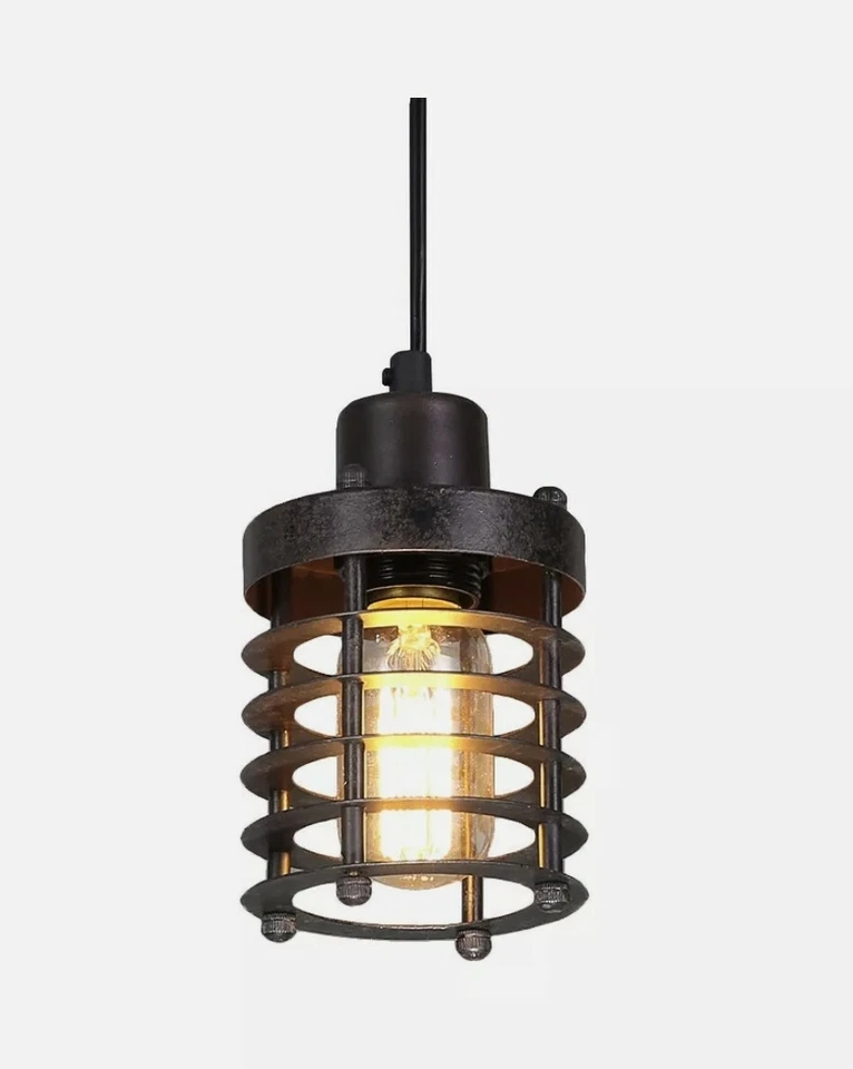 Mini Cage Pendant Lights Rust Ceiling Lights Industrial Pendant Lighting Kitchen - Image 3 of 4