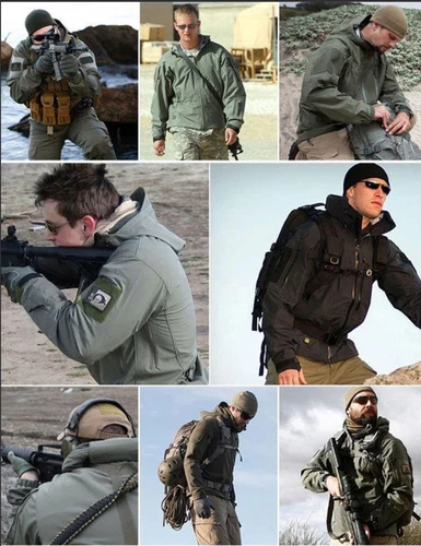 Giacca calda con cappuccio uomo combattimento impermeabile cappotto tattico con set PANT UK outdoor - Foto 4 di 40