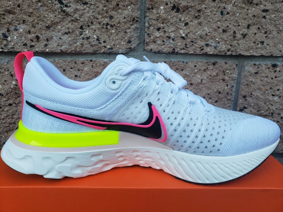 Nike React Infinity Run FlyKnit 2 Shoes Men's Size 11.5 White Sail Pink Blast - Image 2 of 4