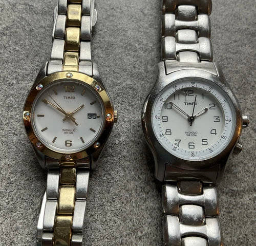 Pair Of Vintage Timex Womens Watches With Indiglo Both Run Great Bin F