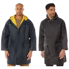 Rothco Waterproof Reversible Hooded Rain Parka Longer Coat 3/4 Length