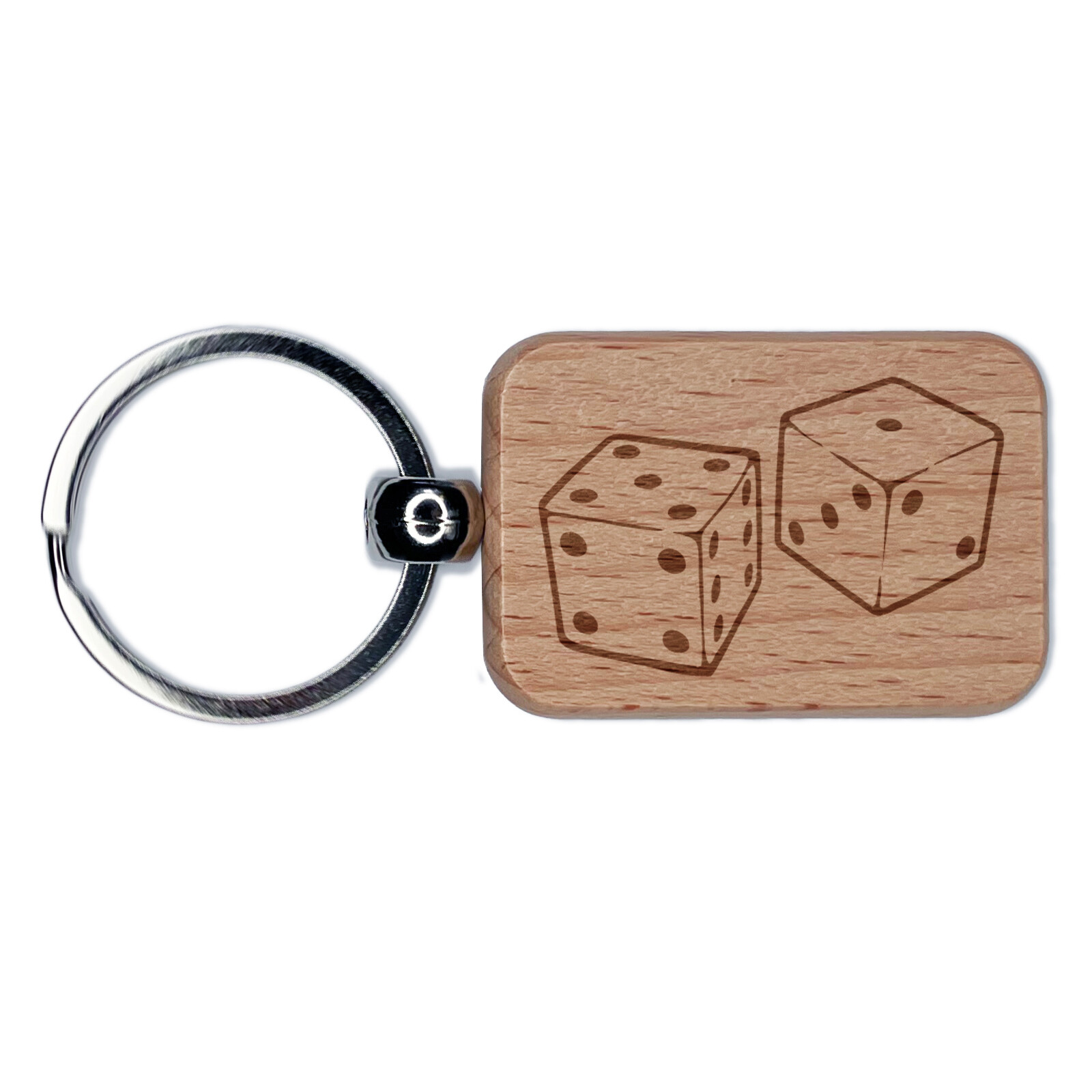 Wooden Gaming Dice Keychain – Engraved Rectangular Charm for Gamers  