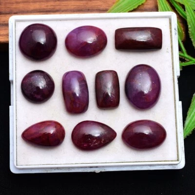 10 Stück Natürlicher Afrikanischer Rubin Nicht Erhitzt 12mm-17mm Cabochon Tolle - Bild 1 von 4