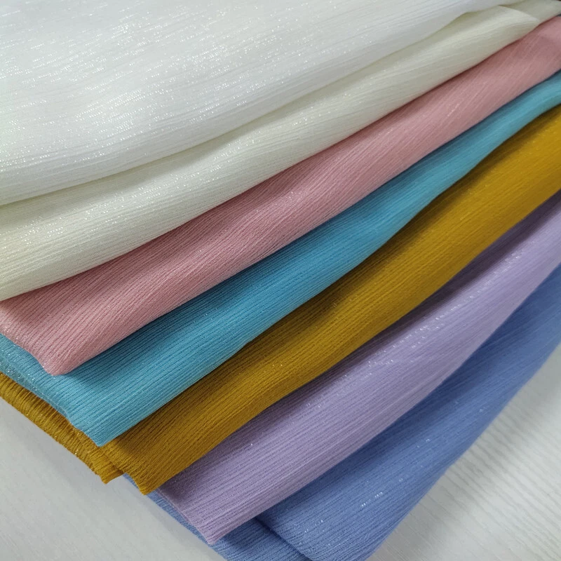 Glitter Sheer Crepe Chiffon Fabric Lightweight Thin for Hanfu Costume By Metre - Image 3 of 4