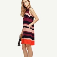 Ann Taylor Striped Trapeze Colorblock Dress Large NWT