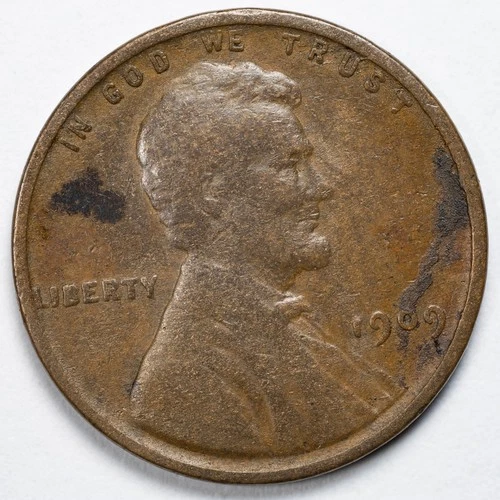 1909 VDB Lincoln Wheat Penny Cent Fine (F) Details