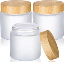 Geiserailie 3 Pieces Glass Cosmetic Containers Empty Sample Jars with Leak Proof