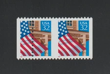 US EFO ERROR Stamps: #2916 Flag, Porch: Major Misperf, Booklet pair. MNH