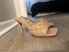 Wild Diva Lounge Black Square Open Toe Mule Heel Sandal