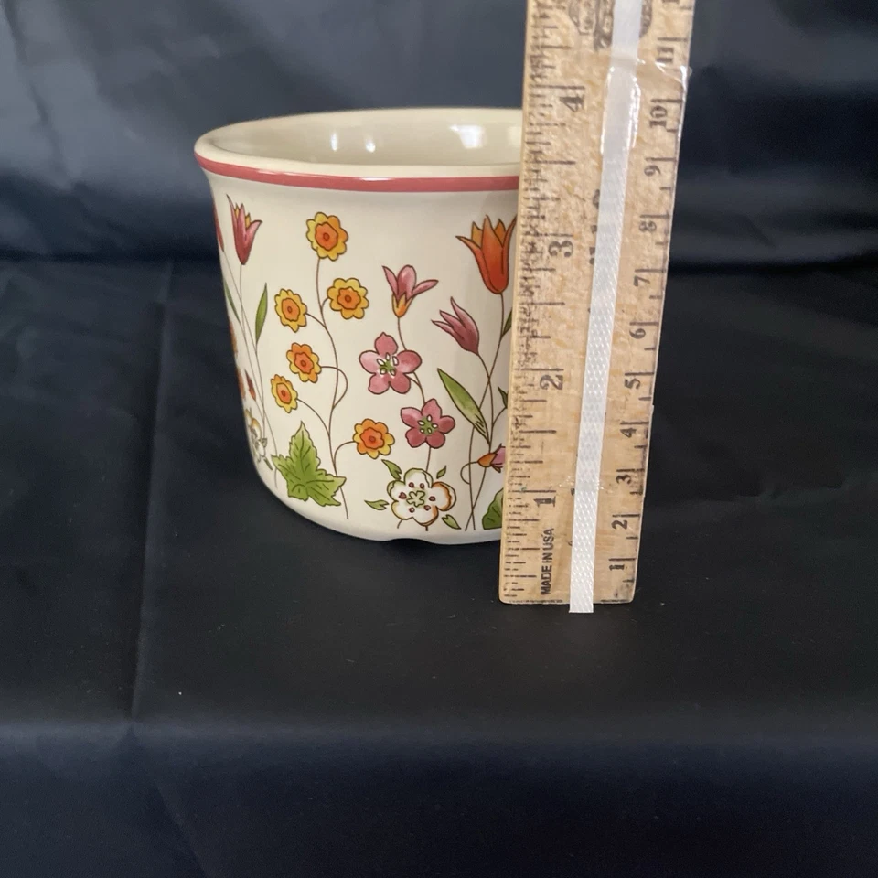 Vasija abierta floral de cerámica Longaberger Foto 4 de 4