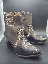 Botines occidentales CUADRA para mujer 7 M de cuero pitón 52966 Goodyear Welt con cordones