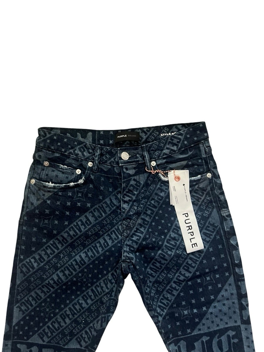 Purple Brand Jeans Mens Laser Flag Slim Fit Low Rise Blue P001