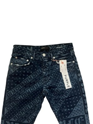 Purple Brand Jeans Mens Laser Flag Slim Fit Low Rise Blue P001