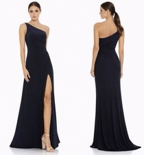 Ieena Mac Duggal 10 Midnight Blue 26163 One Shoulder Formal Evening Gown NEW