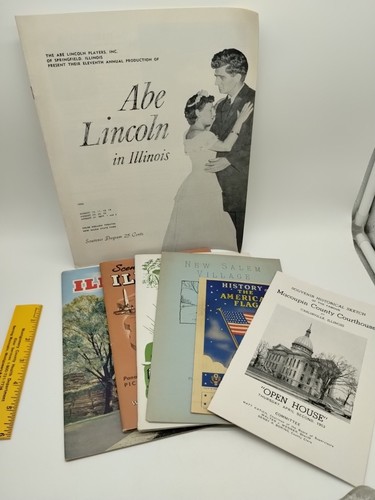 Lot Of Illinois And Abraham Lincoln Vintage Travel Books Ephemeral Ephemera